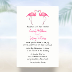Convites Praia Tropical de Verão do Casamento Flamingo Ros