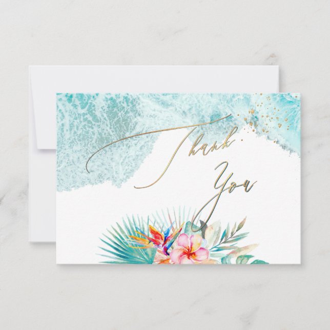 Convites Praia Tropical do Paraíso PixDezines Obrigado (Frente)