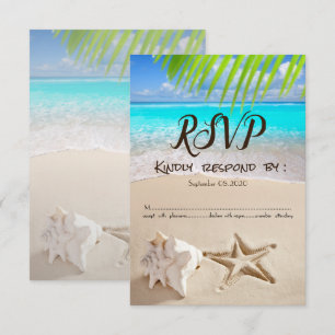 Convites Praia Tropical,Estrela-do-Mar,Concha RSVP