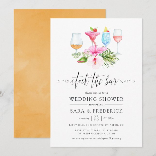 Convites Praia Tropical Stock de Bares (Frente/Verso)