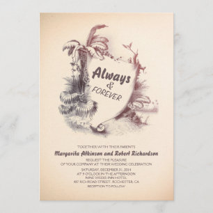 Convites praia tropical vintage   casamento de destino