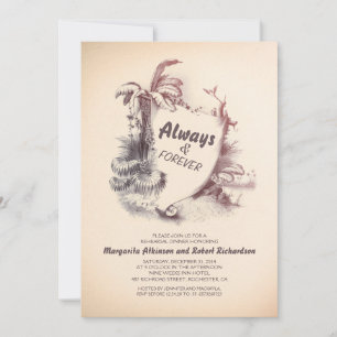 Convites praia tropical vintage janto de ensaio