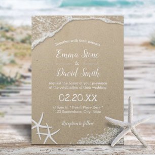 Convites Praias Rustic Baby's Breath & Starfish