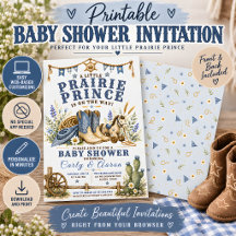 Prairie Prince Cowboy Baby Shower Invitation