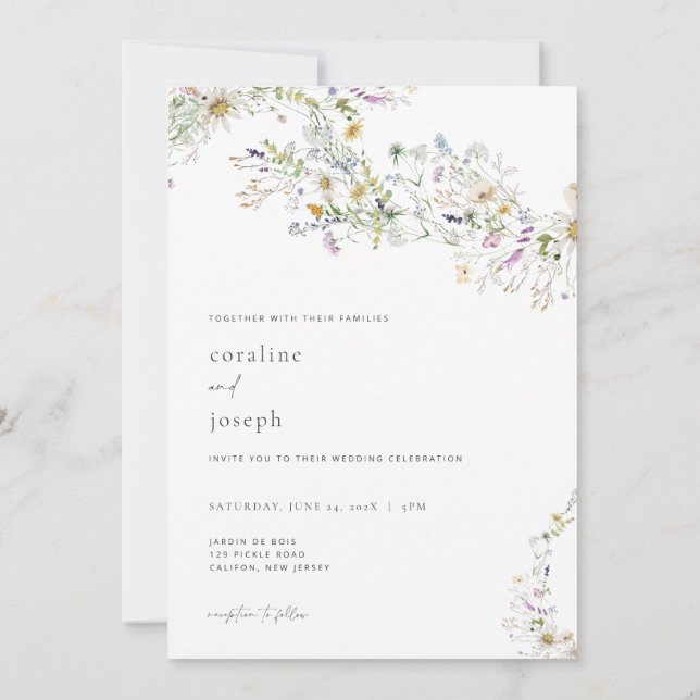 Convites Prairie Wildflower Weding Rustic (Verso)