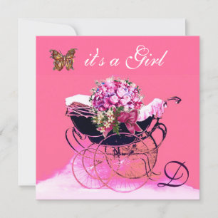 CONVITES PRAM VINTAGEM COM FLORES,CHÁ DE FRALDAS DE BORDAS