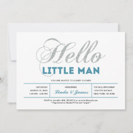 Convites Prata, Azul Turquesa | Tipografia Moderna para Chá