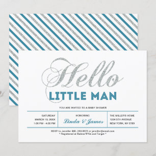 Convites Prata, Azul Turquesa   Tipografia Moderna para Chá