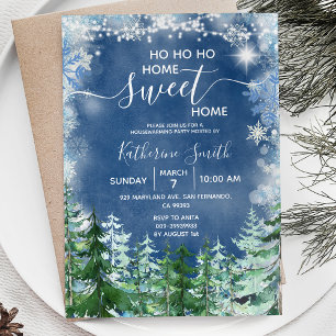 Convites Prata Blue Winter Wood Rustic House Party