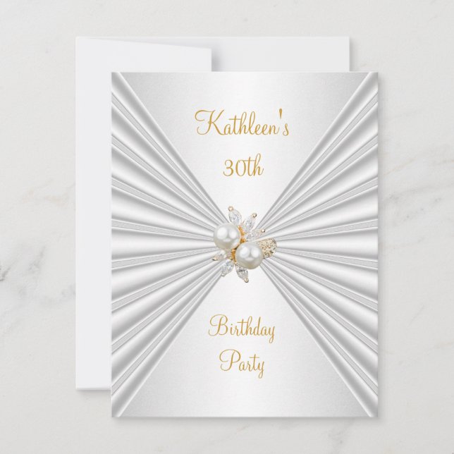 Convites Prata Branca de aniversário de 30 anos (Frente)