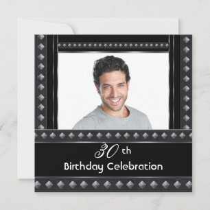 Convites Prata branca preta do partido aniversário de 30 an