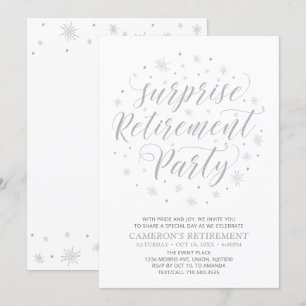 Convites Prata & Branco   Festa de Surpresa de Aposentadori