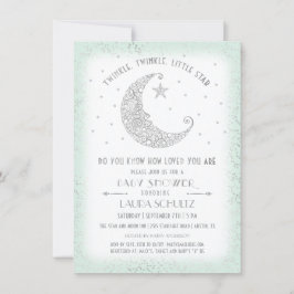 Convites Prata Cintilante Twinkle Little Star Chã de Bebê