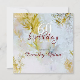 Convites Prata de Aquarela e Folhas Douradas Aniversário