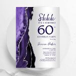 Convites Prata de Prata Surpresa 60º Aniversário<br><div class="desc">Roxo e prata agam surpresa 60º convite de aniversário. Elegante design moderno com aquarela agate marble geode background,  faux glitter prata e tipografia. Trendy convida o cartão perfeito para uma comemoração de dia das mulheres na moda. Impressos convites Zazzle ou modelo de impressão digital instantânea para download.</div>