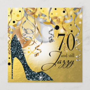 Convites Prata do preto do ouro do aniversário do 70 do