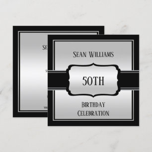 Convites Prata e 50º aniversário do Elegante Man