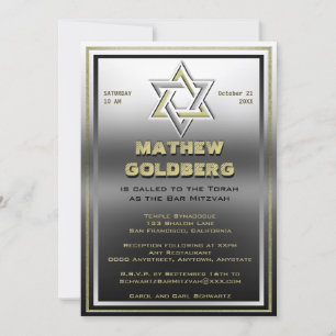 Convites Prata e Barmitzvah Dourado