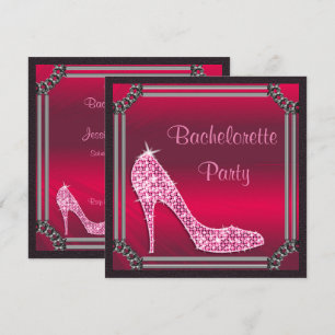 Convites Prata elegante estiletto cor-de-rosa enquadrado