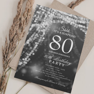Convites Prata   Festa de Aniversário de 80 anos Surpresa E