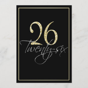 Convites Prata Formal Preta e Dourada 26ª Festa de aniversá