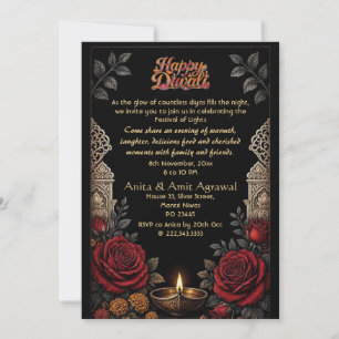 Convites Prata Jaipur Jharokha Deepak Rosas Carmesim Diwali