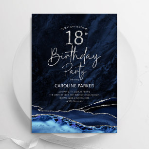 Convites Prata Marinho Azul 18º Aniversário