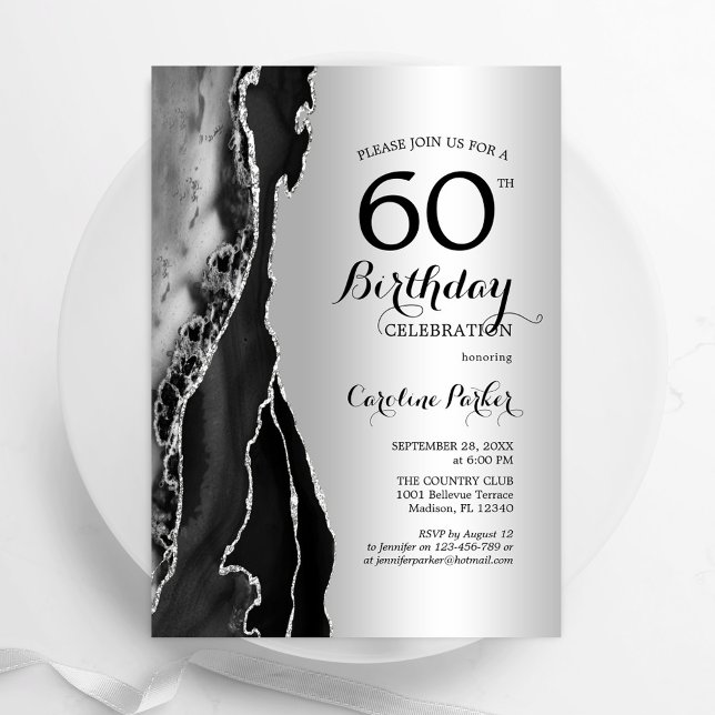 Convites Prata Negra 60º Aniversário (Criador carregado)