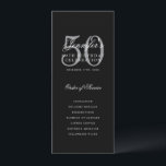 Convites Prata preta do programa de Festa de aniversário 50<br><div class="desc">Design de "Programa de Festa de aniversário" elegante com tipografia formal de script e texto personalizado.</div>