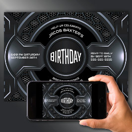 Convites Prata preta moderna qualquer Festa de aniversário