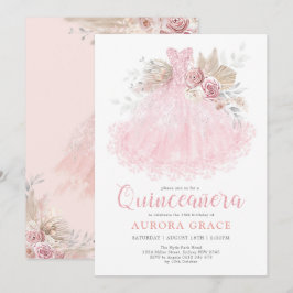 Convites Prata Rosa Quinceañera Vestido Mis Quince 15 Años