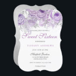 Convites Prata Rosa Roxa Wonderland Sweet 16 Invite<br><div class="desc">Rosa Roxo Silver Wonderland Sweet 16 Convidar Ver coleção correspondente em Niche e Nest Store</div>