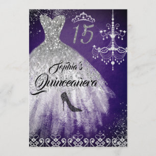 Convites Prata Roxa Espelho Diamante Quinceanera