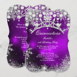 Convites Prata roxa Quinceanera 15 Winter Wonderland