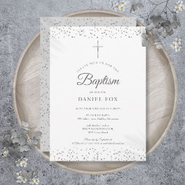 Convites Prata Stardust Baptism Christening
