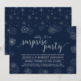 Convites Prata | Surpresa Moderna de 25º Aniversário de Cas