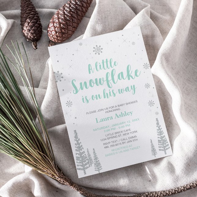 Convites Prata Winter Wonderland, Boy Chá de fraldas/Sprink (Criador carregado)