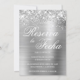 Convites Prateado Brilhante Reserva La Fecha com Foto em Fo