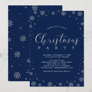 Convites Prateado   Festa de Janto de Natal em Flocos de Ne