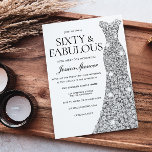 Convites Prateado Silver Sparkle 60 e Fabuloso 60º aniversá<br><div class="desc">Silver Sparkle Dress 60 e Fabulosas 60º mulheres do aniversário 60º Variações de festa de aniversário para o convite e itens correspondentes na nossa loja</div>