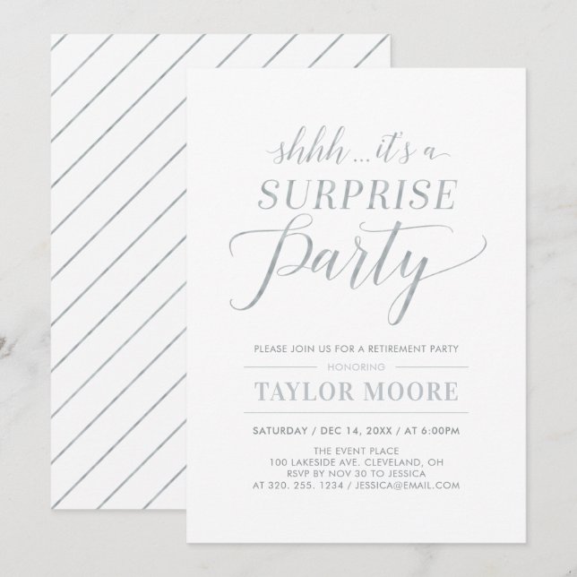 Convites Prateado | Simples Partido de Reforma Empresarial  (Frente/Verso)