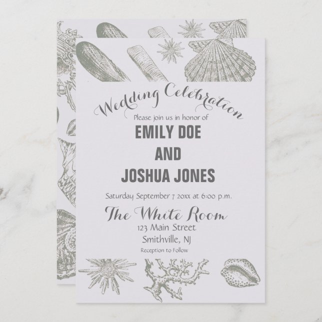 Convites Prateleiras de Arte Suave de Seashell (Frente/Verso)