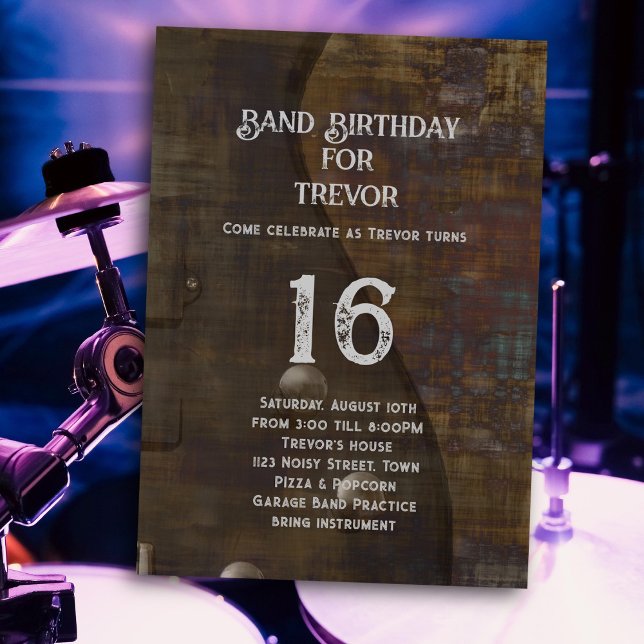 Convites Prática de Banda Aniversário Tocador de Guitarra (Criador carregado)