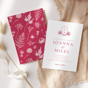 Convites Prato Botânico Elegante Viva Monograma Magenta