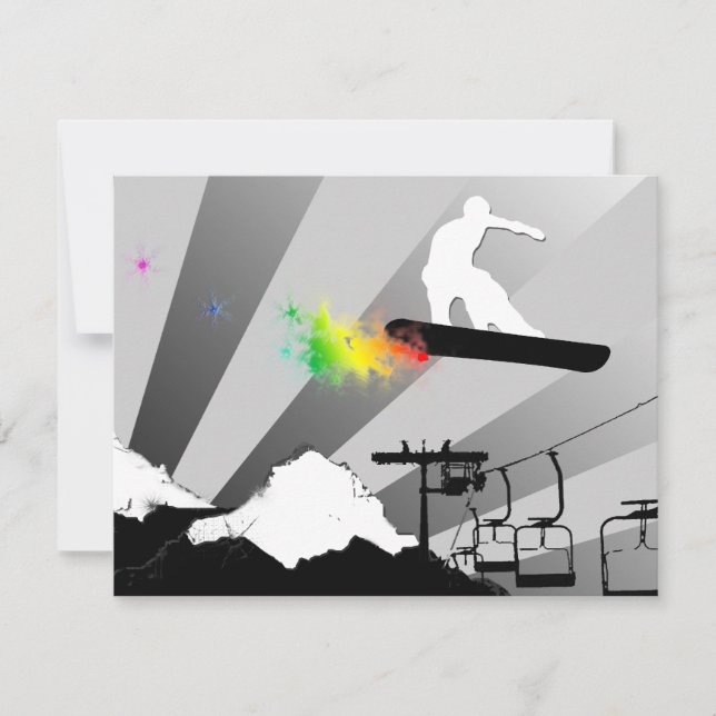 Convites prato de neve: trilha de pó arco-íris (Frente)