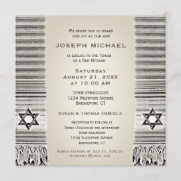 Convites Prayer Shawl Tan Bar Mitzvah