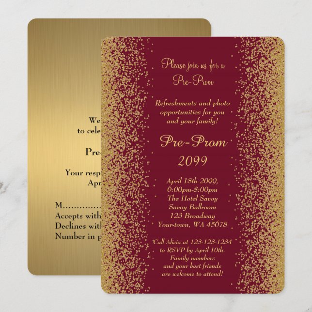 Convites Pré-Baile de formatura, Pré-Baile de formatura, Qu (Frente/Verso)