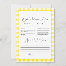 Convites Predições de Bebê Gingham Amarelo