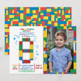 Convites Prédio Blocos Bricks de Aniversário, 8 anos Convit