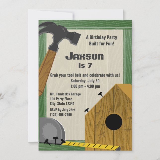 Convites Prédio de Birdhouse Construction Party (Frente)